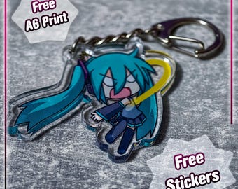 Miku Vocaloid keychain acrylic pendant - cute anime accessory, Virtual Singing Idol Girl