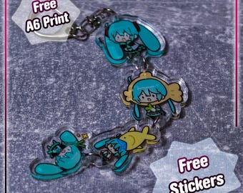 Miku Vocaloid-sleutelhanger meerdelige acrylhanger - schattig anime-accessoire