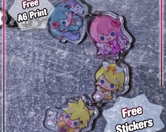 Miku Vocaloid keychain acrylic multi-part pendant - cute anime accessory