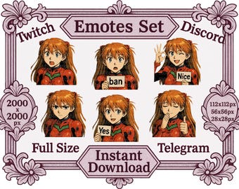 PNG Files Cute Classic Anime Emote Set Mecha Pilot Girl Anime Reaction Emotes Twitch Discord Printable File, Kawaii Sticker, Telegram