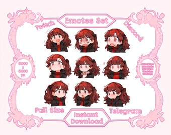 Arquivos PNG - Cute JRPG Reaction Emotion Emotes Twitch Discord Set - Arquivo para impressão, adesivo Kawaii, camiseta, conjunto de emotes de jogo para download instantâneo