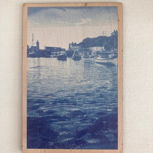 Apricari houten ansichtkaart van de haven van Porthleven