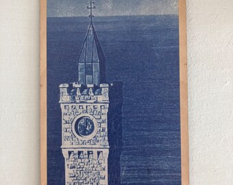 Carte postale en bois Apricari de l'horloge de Porthleven