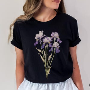 Iris Flower Tee, February Birthday Gift, Cottagecore Shirt image 5