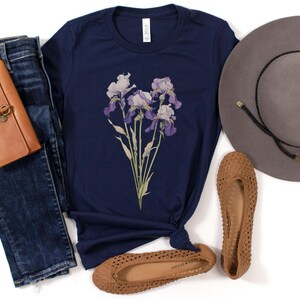Iris Flower Tee, February Birthday Gift, Cottagecore Shirt image 11