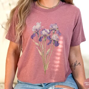 Iris Flower Tee, February Birthday Gift, Cottagecore Shirt image 7