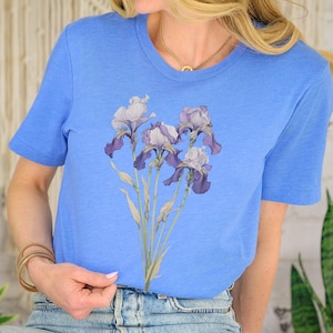 Iris Flower Tee, February Birthday Gift, Cottagecore Shirt image 10