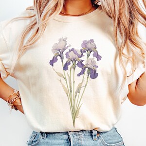 Iris Flower Tee, February Birthday Gift, Cottagecore Shirt image 8