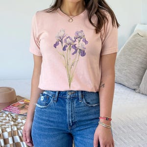 Iris Flower Tee, February Birthday Gift, Cottagecore Shirt image 14