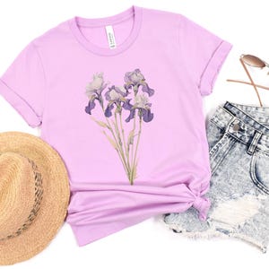 Iris Flower Tee, February Birthday Gift, Cottagecore Shirt image 12