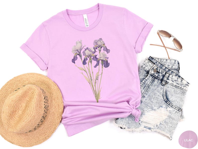 Iris Flower Tee, February Birthday Gift, Cottagecore Shirt image 12
