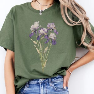 Iris Flower Tee, February Birthday Gift, Cottagecore Shirt