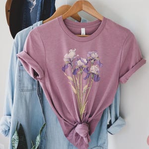 Iris Flower Tee, February Birthday Gift, Cottagecore Shirt image 13