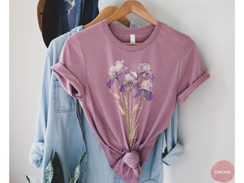 Iris Flower Tee, February Birthday Gift, Cottagecore Shirt image 13