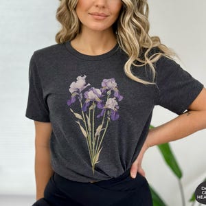 Iris Flower Tee, February Birthday Gift, Cottagecore Shirt image 4