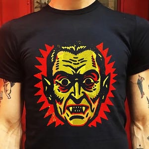Retro Halloween Vampire T-Shirt: Gothic Horror Graphic Tee image 1