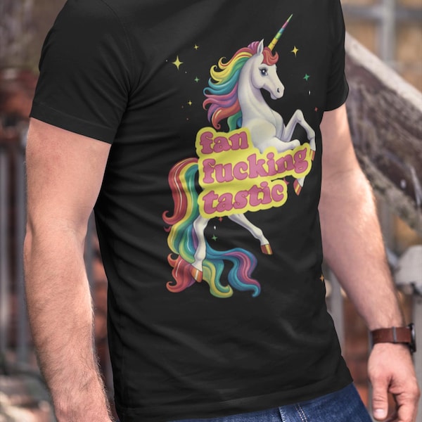 Retro Rainbow Unicorn Tee: 80s Rainbow Graphic, 100% Cotton Unisex Top