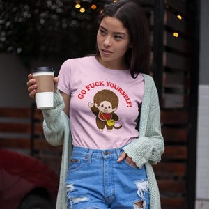 Monchhichi-T-shirt | Grappig retro T-shirt met grafisch ontwerp