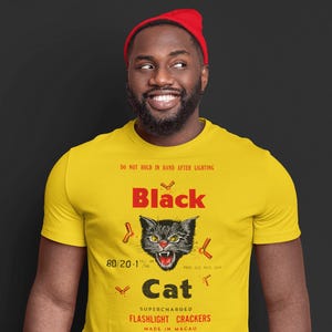 レディース メンズ キッズ用 ブラックキャット ファイヤークラッカー Tシャツ - 独立記念日シャツ レトロ USA グラフィック Tシャツ - 独立記念日衣装 レトロ グラフィック Tシャツ