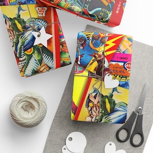 Retro Kaiju Wrapping Paper: Japanese Monster Gift Wrap