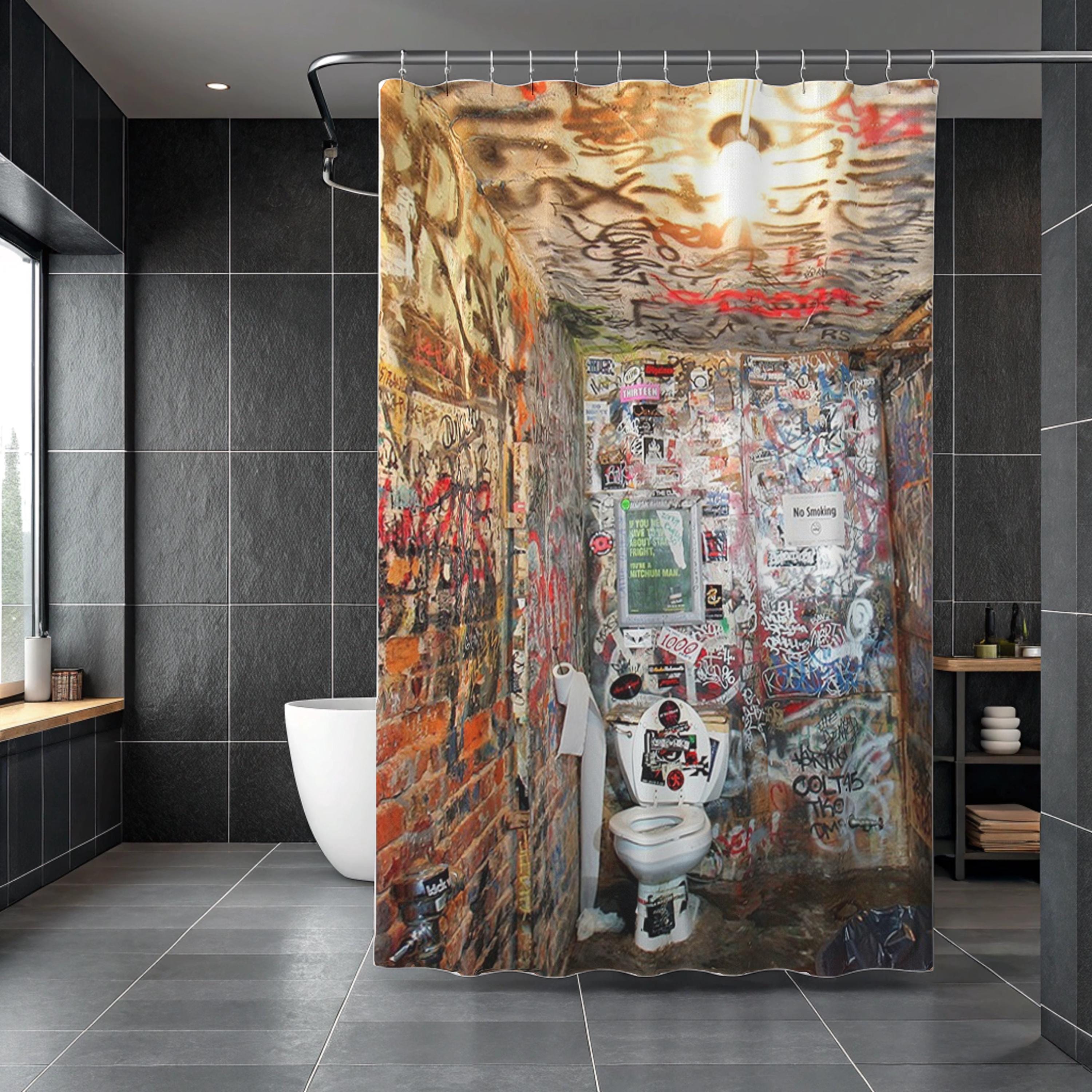 CBGB Punk Rock Shower Curtain: Grunge Music Lover Bathroom Decor