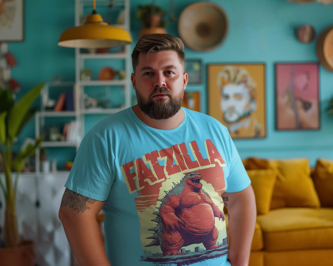 Fatzilla T-shirt, Oversized Godzilla Tee for All Sizes of Godzilla Fans ...