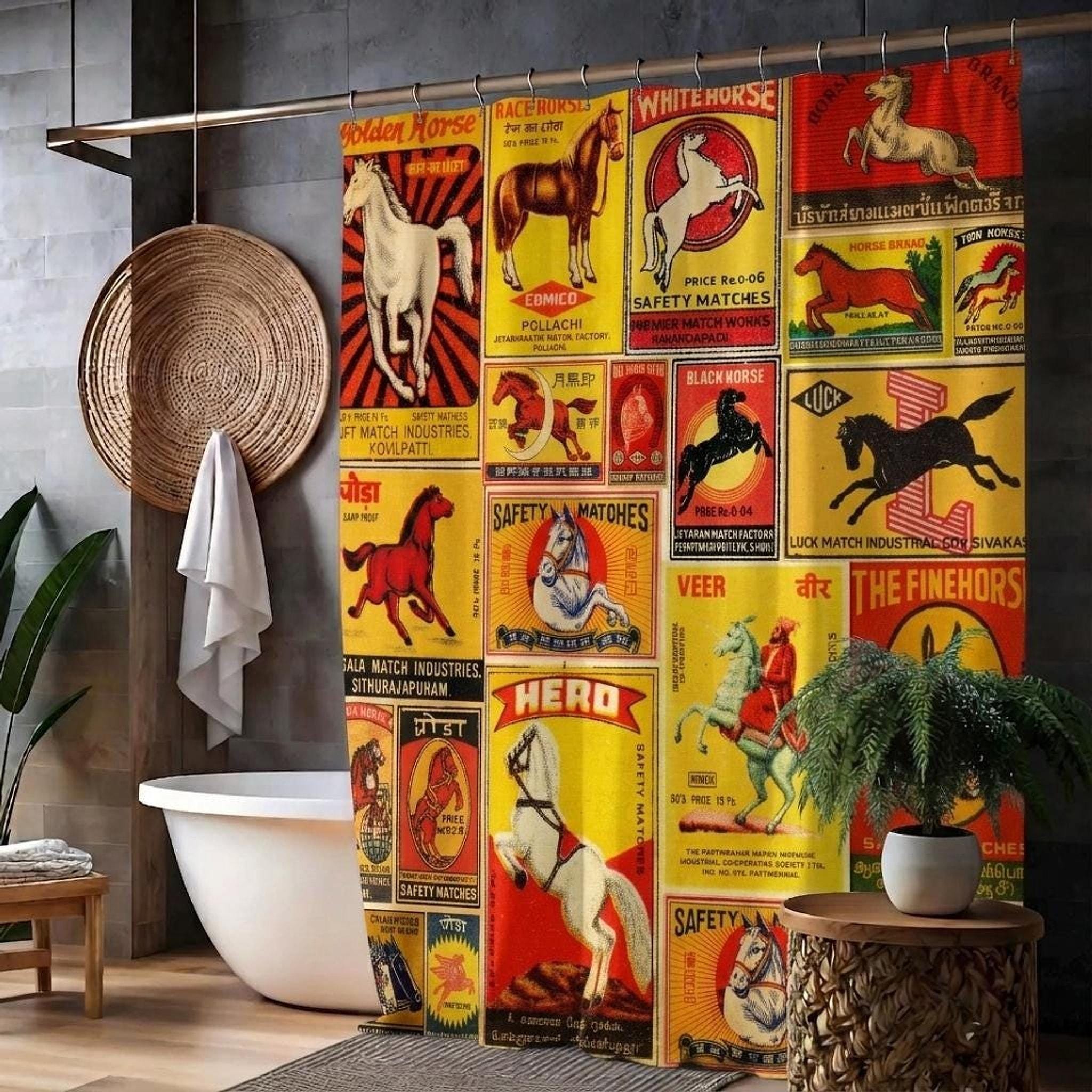 ビンテージカ-テン(クラシック馬柄) Vintage Equestrian Curtains - Etsy
