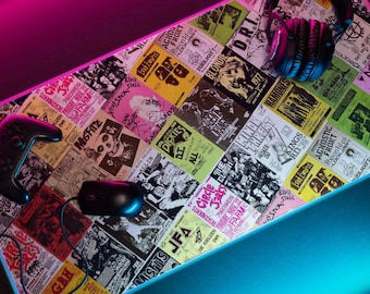 Vintage Punk Flyer Collage Schreibtischunterlage | Buntes Gig Poster Muster