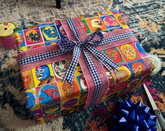 Papeles de regalo de lucha libre, papel de regalo de cumpleaños con temática de lucha libre mexicana