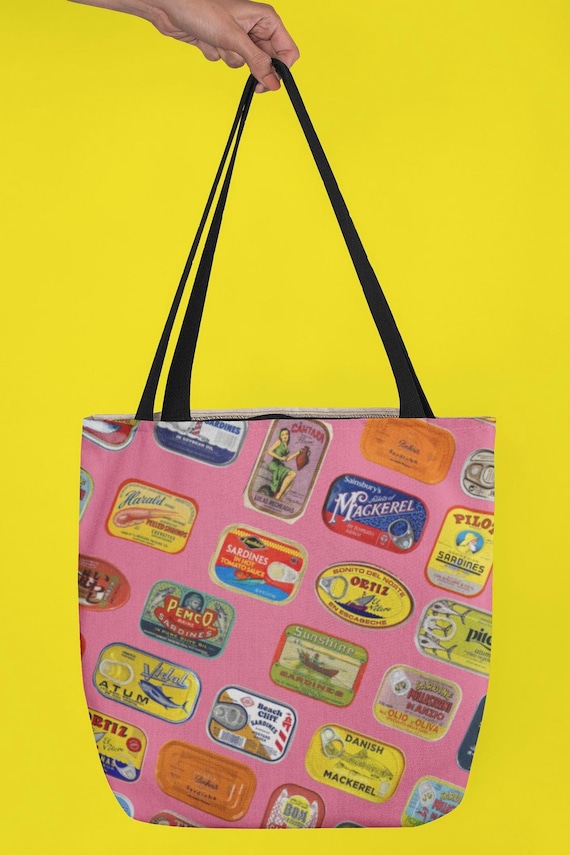 Sardine Tote Bag: Colorful Tinned Fish Design for Market Days