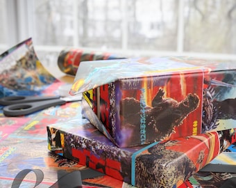 Godzilla Wrapping Paper, Vintage Kaiju Design in Heavy Duty Stock
