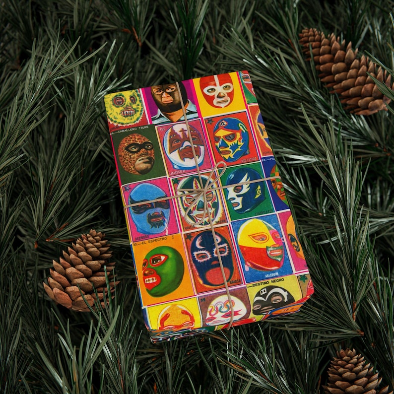 Lucha Libre Wrapping Papers, Mexican Wrestling Themed Birthday Gift Wrap image 5