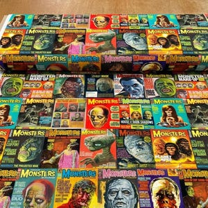 Horror Fabric, Spun Polyester by the Yard with Retro Monster Covers