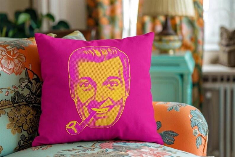 SubGenius-kussen | J.R. Bob Dobbs-kussen in levendige kleuren afbeelding 4