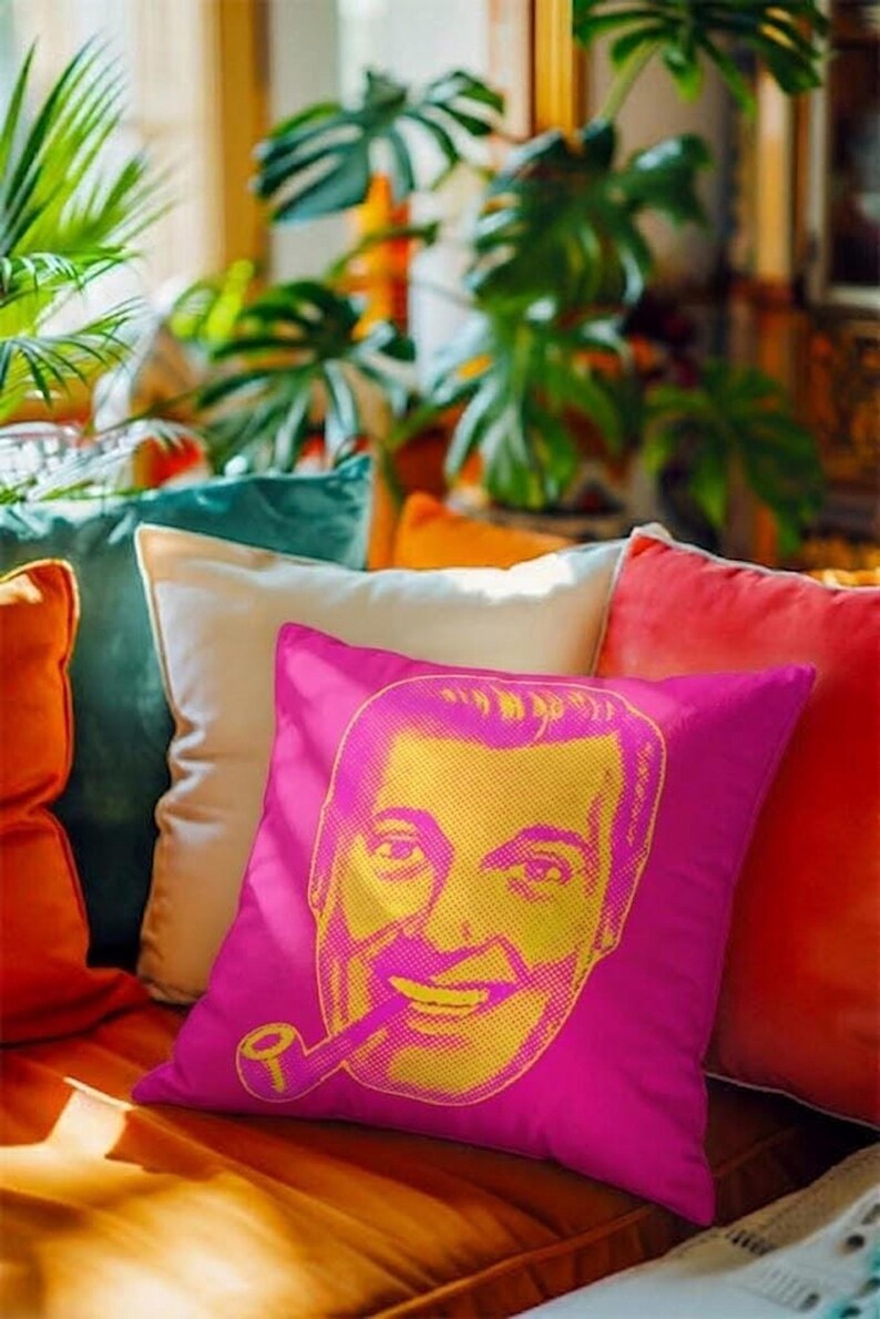SubGenius-kussen | J.R. Bob Dobbs-kussen in levendige kleuren afbeelding 8
