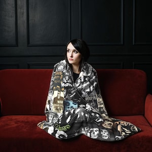 Horror Punk Blanket | Gothic Skull Ghoul Design | Velveteen Plush Throw for Punk Fans image 2
