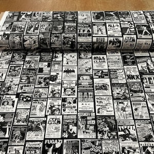 Punk Fabric by the Yard | 100% Spun Polyester Vintage Flyer Print