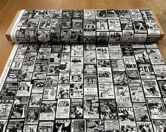 Tela estilo punk cortada a medida / 100% poliéster hilado con estampado de folleto vintage