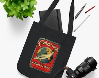 Vintage Sardine Tin Bag: Organic Canvas Tote