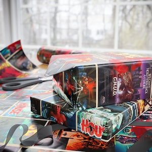 Horror Movie Wrapping Paper | 80s Vintage Scary Film Gift Wrap