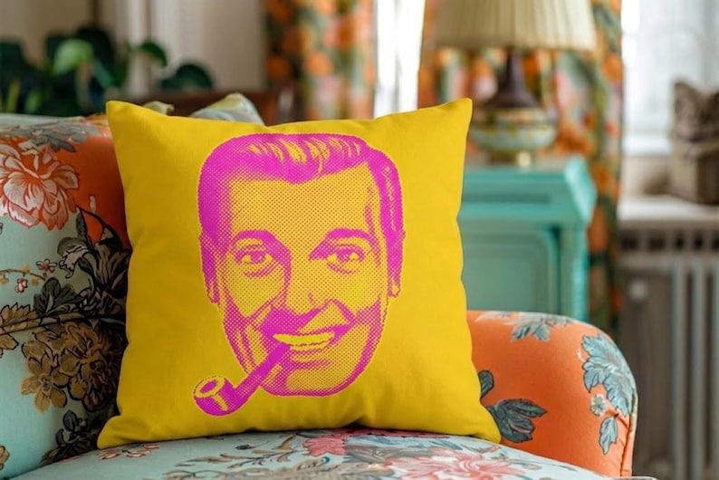 SubGenius-kussen | J.R. Bob Dobbs-kussen in levendige kleuren afbeelding 3