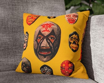 Mexican Wrestling Mask Pillowcase: Vintage Lucha Libre Decor