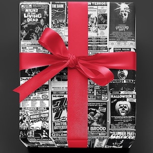Vintage Horror Movie Wrapping Paper: Retro Monster Film Design