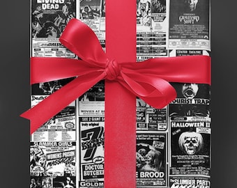 Retro Horror Gift Wrap – Vintage Monster Movie Wrapping Paper Sheets