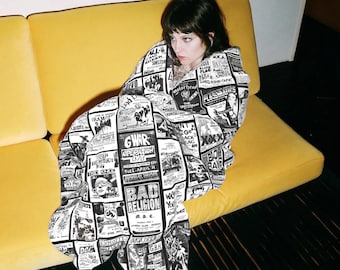 Punk Rock Show Flyers Plush Blanket: Music Lover Throw