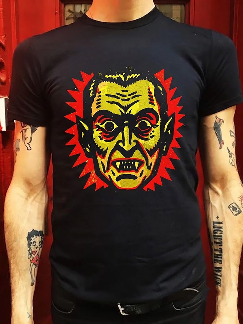Retro Halloween Vampire T-Shirt: Gothic Horror Graphic Tee image 1