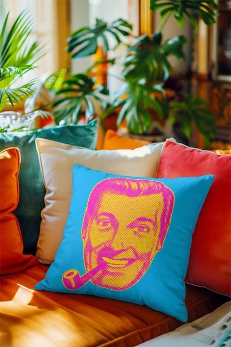 SubGenius-kussen | J.R. Bob Dobbs-kussen in levendige kleuren afbeelding 6