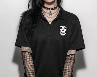 Polo ricamata Misfits Fiend / Camicia punk Crimson Ghost