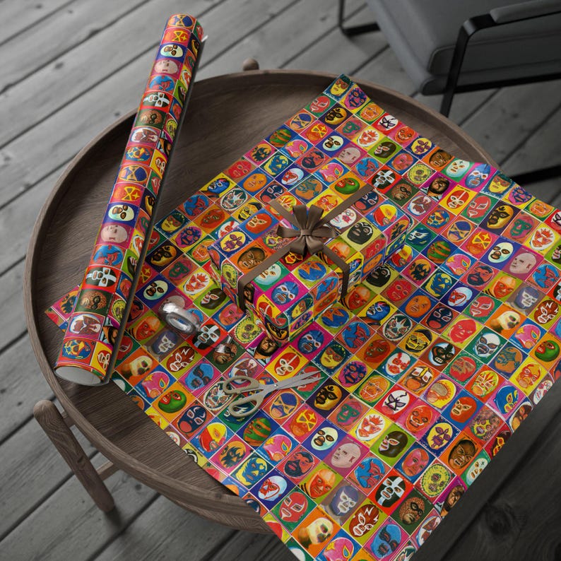 Lucha Libre Wrapping Papers, Mexican Wrestling Themed Birthday Gift Wrap image 4