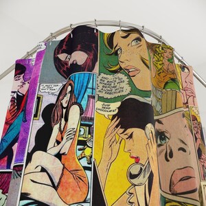 Vintage Romance Comic Girl Shower Curtain | Retro Pop Art Bathroom image 6